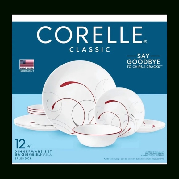 Corelle Other - New Corelle® Splendor, White and Red, 12 Piece, Dinnerware Set